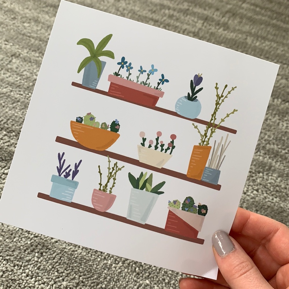 Handmade square note card! Size 5”x5” floral pot design [PRICE FIRM]